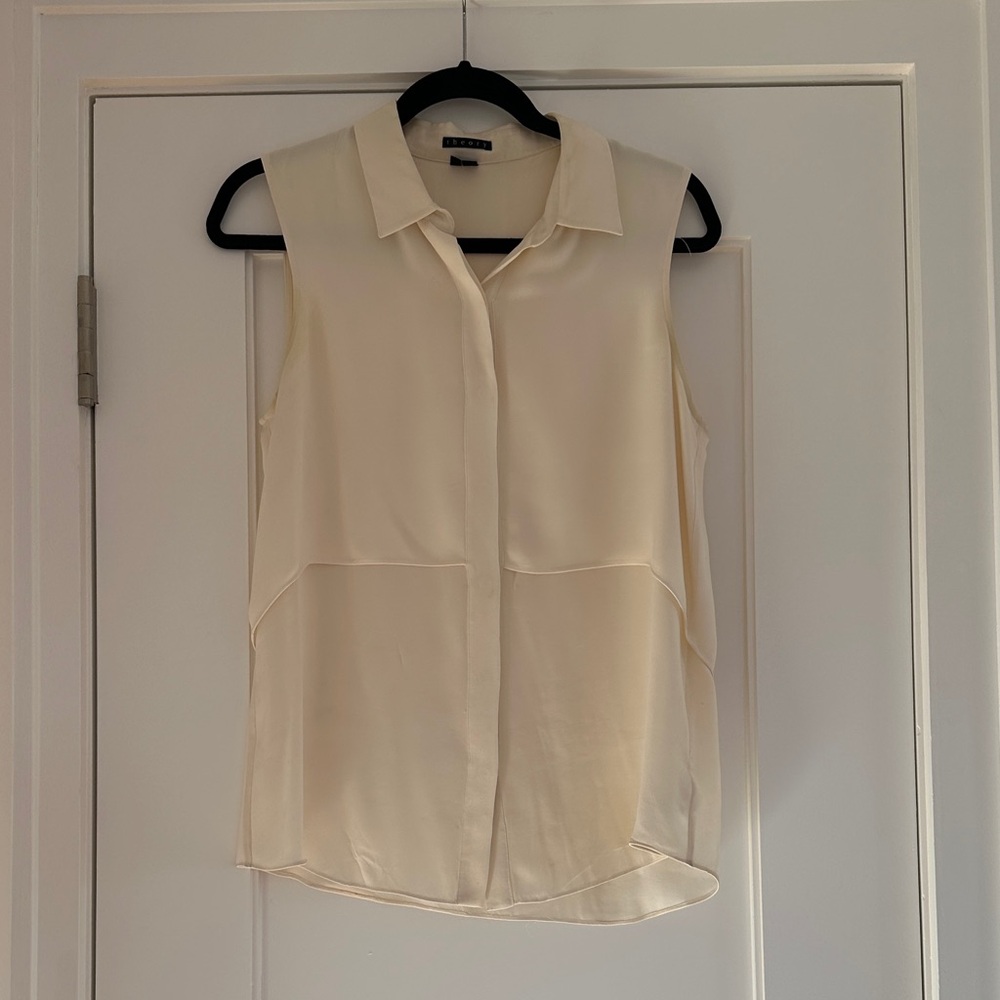 Theory Sleeveless Ivory Blouse